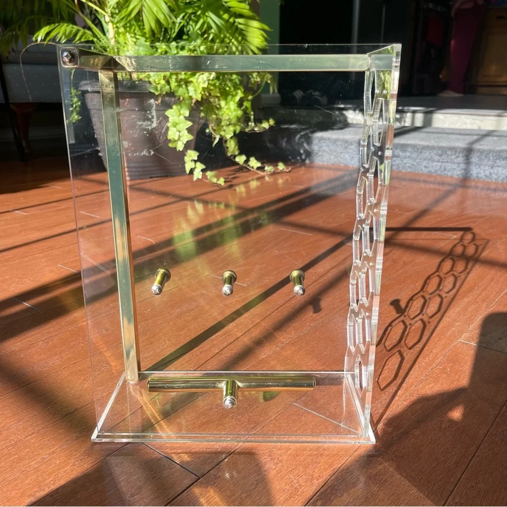 Clear Acrylic and Gold Jewelry Box